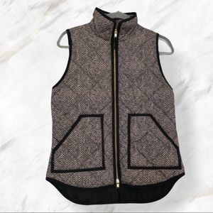 J. Crew XS Down puffer vest chevron black pockets